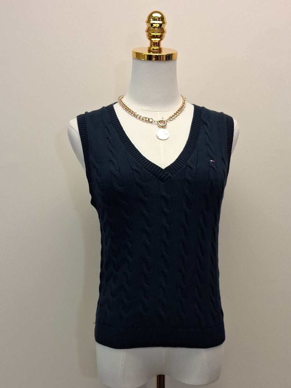 Tommy Hilfiger Navy Cable Knit Sweater Vest Size Medium